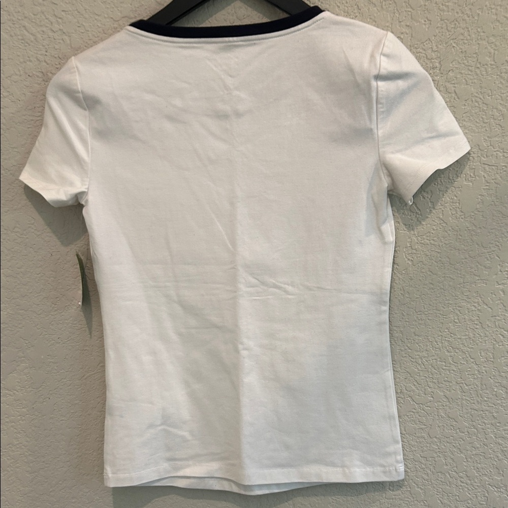 Kate Spade White Tee with Navy Striped Bow - Picture 4 of 4